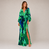 Celia – Pleated V-Neck Maxi Dress